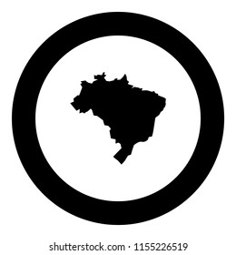 Map of Brazil icon black color in round circle