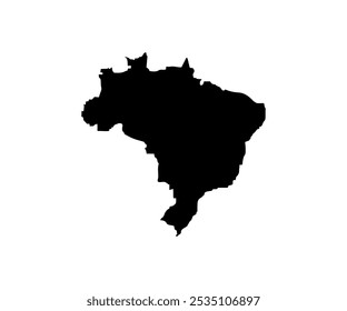 Map of Brazil icon. Black brazil map and National flag. Simple vector map with contour, shape vector design and illustration.
