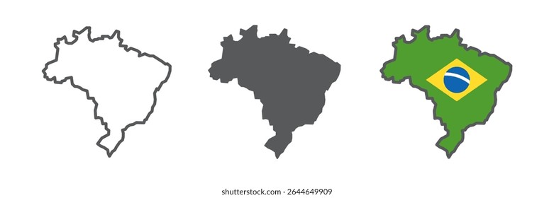 Mapa do Brasil coleção de ícones, país e geografia, gráfico conjunto de vetores de sinal do mapa do Brasil, ícone linear de traço editável, eps 10