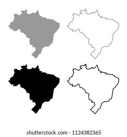 Map Of Brazil Icon Outline Set Grey Black Color