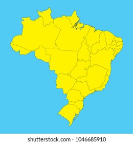 Map of Brazil isolated on a blue background.