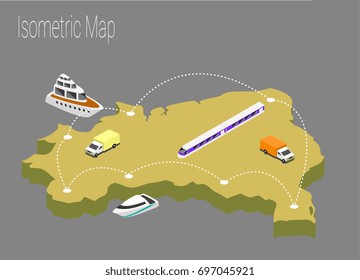 Map Brazil isometric concept. 3d flat illustration of Map Brazil.