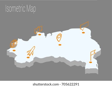 Map Brazil isometric concept. 3d flat illustration of Map Brazil.