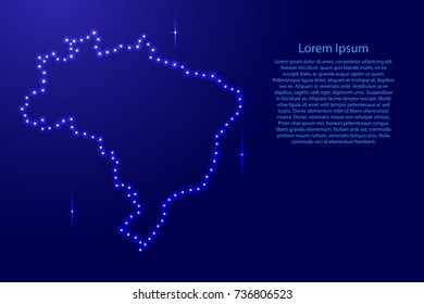 Map Brazil from luminous blue star space points on the contour for banner, poster, greeting card, of vector illustration.