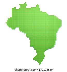 map of Brazil made of green pixels