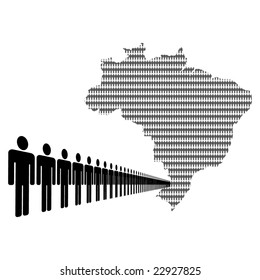 Map of Brazil made of people with line of men