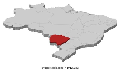 Map - Brazil, Mato Grosso do Sul - 3D-Illustration