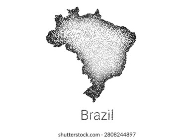 map of Brazil. monochrome grain gradient texture. old vintage map. hand drawn dots on white background. vector illustration backdrop