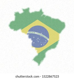 Map of Brazil. Mosaic style map with flag of Brazil. Classic vector illustration.