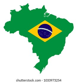 Map of Brazil with national flag