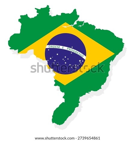 Map of Brazil with National Flag Overlay