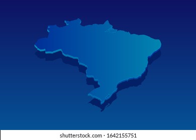 map of Brazil on blue background. Vector modern isometric concept greeting Card illustration eps 10.