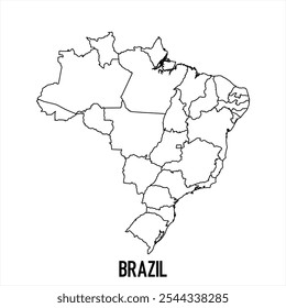 Mapa de Brasil - esbozo. Ilustración vectorial de mapa de silueta