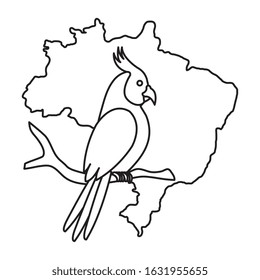 map of brazil with parrot bird isolated icon vector illustration design