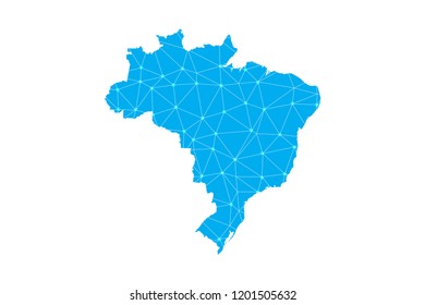 Map of Brazil from Polygonal wire frame low poly mesh,Brazil map  Vector Illustration EPS10.
