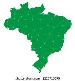 Map of Brazil from Polygonal wire frame low poly mesh,Brazil map Vector Illustration EPS10.
