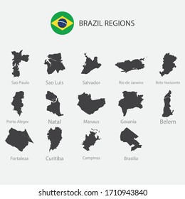 Map of Brazil regions graphic element Illustration template design
