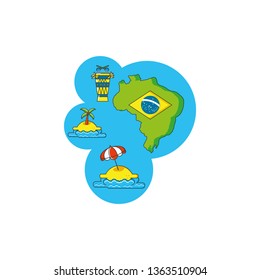 map of brazil with set icons