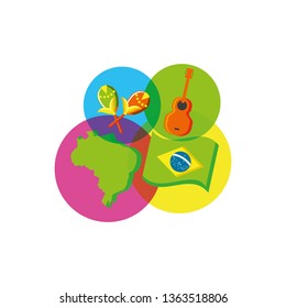 map of brazil and set icons