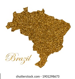 Karte von Brasilien. Silhouette mit goldener Glitterstruktur