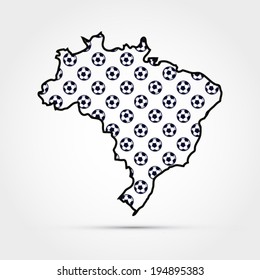 Map of Brazil with soccer balls