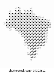 Map of Brazil in soccer balls