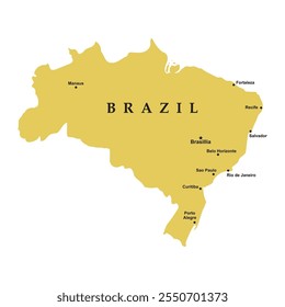 Mapa de Brasil. Diseño de símbolo de Ilustración vectorial de mapa de Brasil