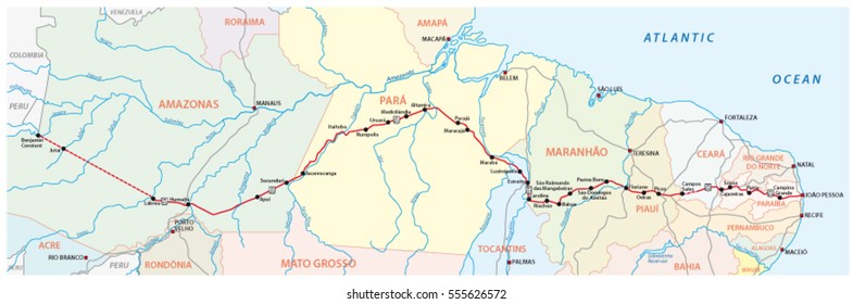 Map of the Brazilian road Transamazonica BR 230