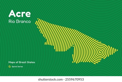 Map of the Brazilian State of Acre with Rio Branco as the Center, Circular Spiral pattern. 