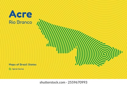 Map of the Brazilian State of Acre with Rio Branco as the Center, Circular Spiral pattern. 