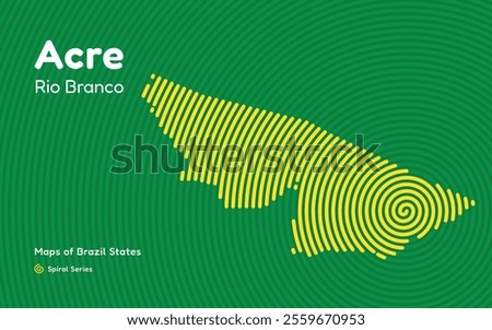 Map of the Brazilian State of Acre with Rio Branco as the Center, Circular Spiral pattern. 