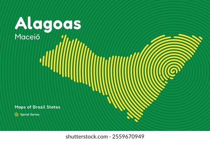 Map of the Brazilian State of Alagoas with Maceió as the Center, Circular Spiral pattern. 