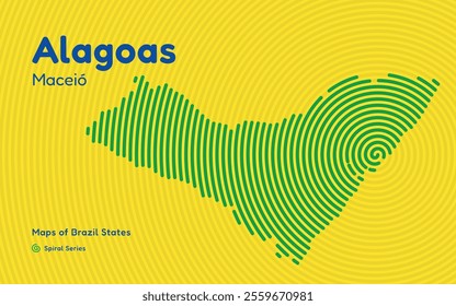 Map of the Brazilian State of Alagoas with Maceió as the Center, Circular Spiral pattern. 