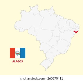 map of the Brazilian State Alagos with flag
