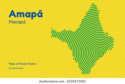 Map of the Brazilian State of Amapa with Macapá as the Center, Circular Spiral pattern. 