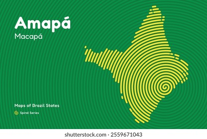 Map of the Brazilian State of Amapa with Macapá as the Center, Circular Spiral pattern. 