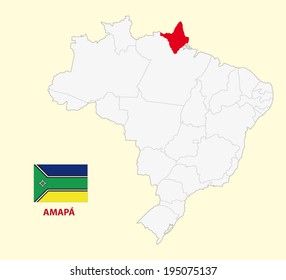 map of the Brazilian State amapa with flag