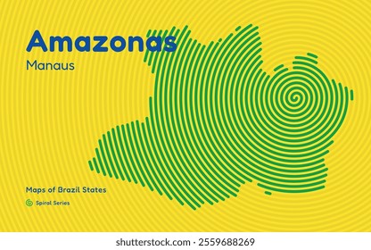 Map of the Brazilian State of Amazonas with Manaus as the Center, Circular Spiral pattern.