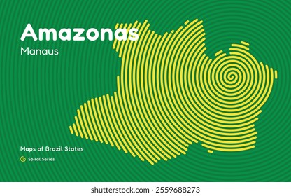 Map of the Brazilian State of Amazonas with Manaus as the Center, Circular Spiral pattern.