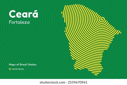 Map of the Brazilian State of Ceará with Belo Horizonte as the Center, Circular Spiral pattern. 