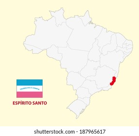 map of the Brazilian State espirito santo with flag