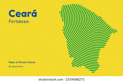 Map of the Brazilian State of Ceará with Fortaleza as the Center, Circular Spiral pattern.