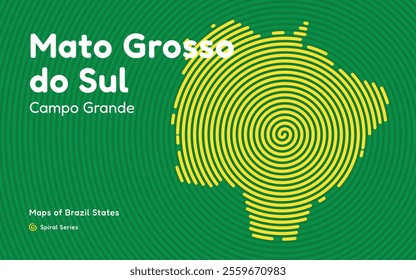 Map of the Brazilian State of Mato Grosso do Sul with Campo Grande as the Center, Circular Spiral pattern. 