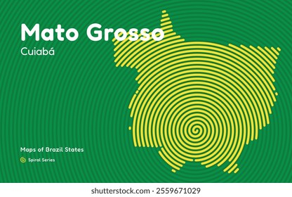 Map of the Brazilian State of Mato Grosso with Cuiabá as the Center, Circular Spiral pattern. 