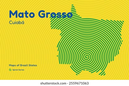 Map of the Brazilian State of Mato Grosso with Cuiabá as the Center, Circular Spiral pattern. 