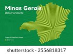 Map of the Brazilian State of Minas Gerais with Belo Horizonte as the Center, Circular Spiral pattern. 