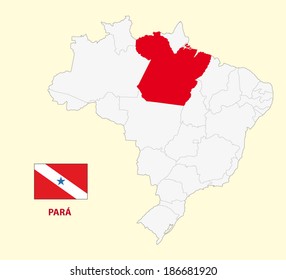 map of the brazilian state para with flag