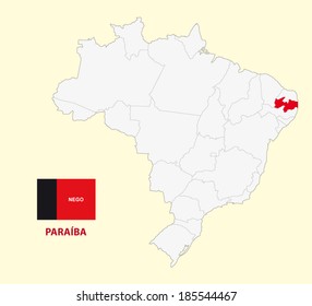 map of the brazilian state paraiba with flag