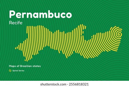 Map of the Brazilian State of Pernambuco with Recife as the Center, Circular Spiral pattern. 