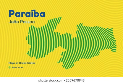 Map of the Brazilian State of Paraíba with João Pessoa as the Center, Circular Spiral pattern. 